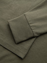 Ombre Clothing Pánske bavlnené tričko s dlhým rukávom, pruhovaným výstrihom do U a výšivkou Ombre Clothing