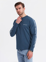 Ombre Clothing Pánske bavlnené tričko s dlhým rukávom a lemovaním a potlačou na hrudi Ombre Clothing