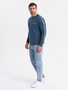 Ombre Clothing Pánske bavlnené tričko s dlhým rukávom a lemovaním a potlačou na hrudi Ombre Clothing