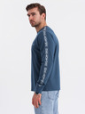 Ombre Clothing Pánske bavlnené tričko s dlhým rukávom a lemovaním a potlačou na hrudi Ombre Clothing