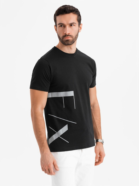 Ombre Clothing Pánske tričko z bavlneného žerzeja s veľkým bočným nápisom Ombre Clothing