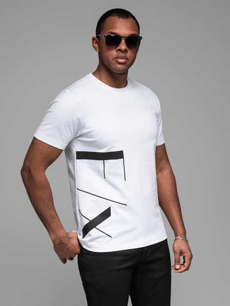 Ombre Clothing Pánske tričko z bavlneného žerzeja s veľkým nápisom na boku Ombre Clothing