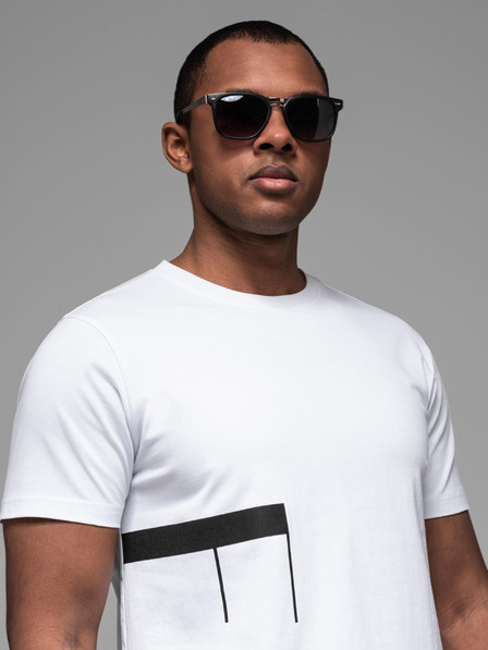 Ombre Clothing Pánske tričko z bavlneného žerzeja s veľkým nápisom na boku Ombre Clothing