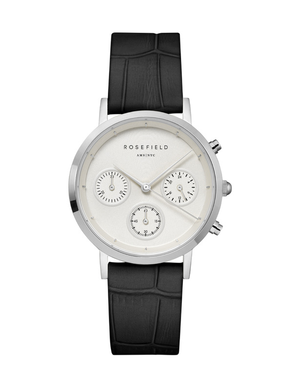 Rosefield Rosefield hodinky NCBS-N94 The Gabby White Sunray Croco Black Silver