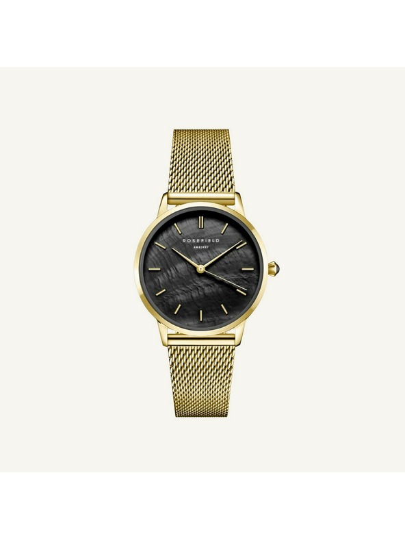 Rosefield Dámske hodinky Rosefield Pearl Edit Mesh Black Gold RBGMG-R07