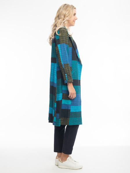 Orientique Modrý dámsky kockovaný kabát Orientique Tartan