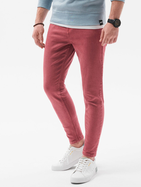 Ombre Clothing Červené pánske džínsy Ombre Oblečenie P1058