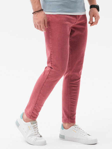 Ombre Clothing Červené pánske džínsy Ombre Oblečenie P1058