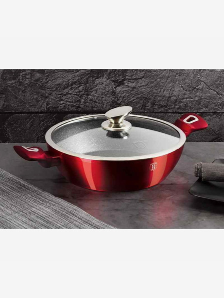 Berlingerhaus Okrúhly pekáč s mramorovým povrchom a pokrievkou 28 cm BERLINGERHAUS Burgundy Metallic Line