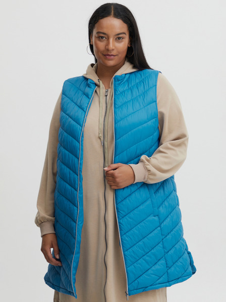 Fransa Blue Women's Quilted Vest Fransa