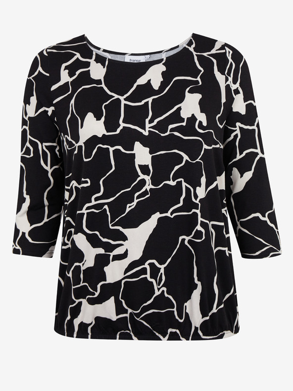 Fransa White-Black Women's Patterned Blouse Fransa