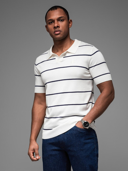 Ombre Clothing Pánska polokošeľa z viskózy s vodorovnými pruhmi Ombre Clothing