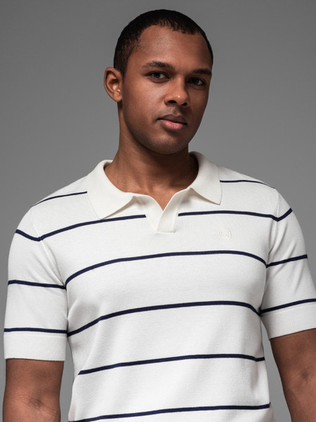 Ombre Clothing Pánska polokošeľa z viskózy s vodorovnými pruhmi Ombre Clothing