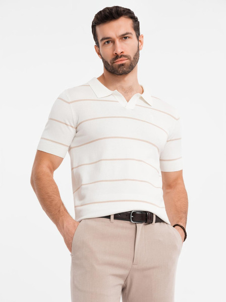 Ombre Clothing Pánska polokošeľa z viskózy s vodorovnými pruhmi Ombre Clothing