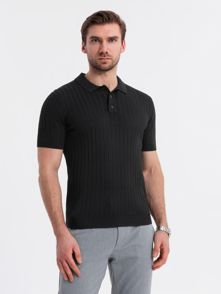 Ombre Clothing Pánska polokošeľa SLIM FIT z viskózy so zvislými pruhmi Ombre Clothing