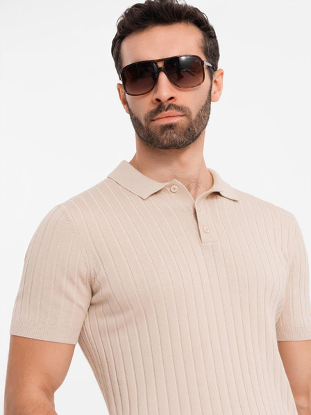 Ombre Clothing Pánska polokošeľa SLIM FIT z viskózy so zvislými pruhmi Ombre Clothing