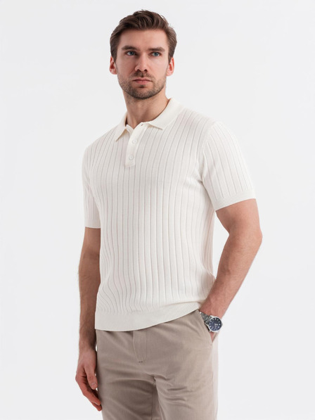 Ombre Clothing Pánska polokošeľa SLIM FIT z viskózy so zvislými pruhmi Ombre Clothing