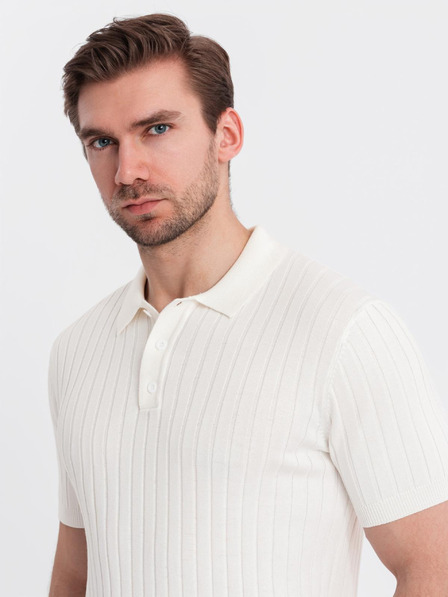 Ombre Clothing Pánska polokošeľa SLIM FIT z viskózy so zvislými pruhmi Ombre Clothing
