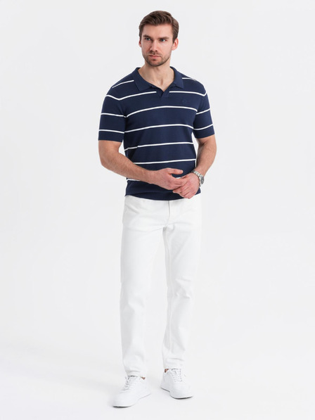 Ombre Clothing Pánska polokošeľa z viskózy s vodorovnými pruhmi Ombre Clothing