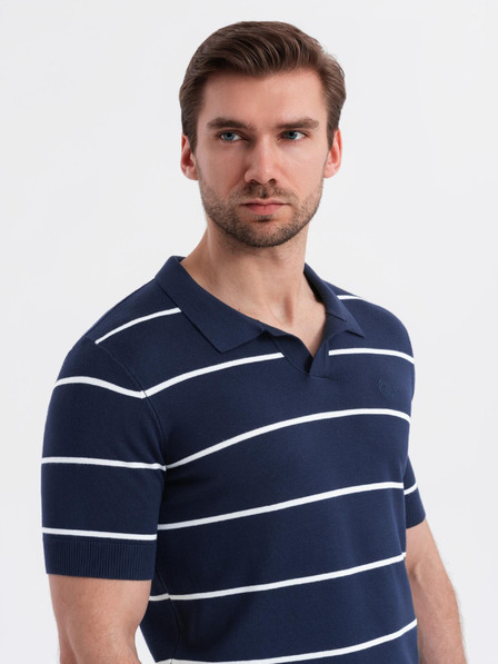 Ombre Clothing Pánska polokošeľa z viskózy s vodorovnými pruhmi Ombre Clothing